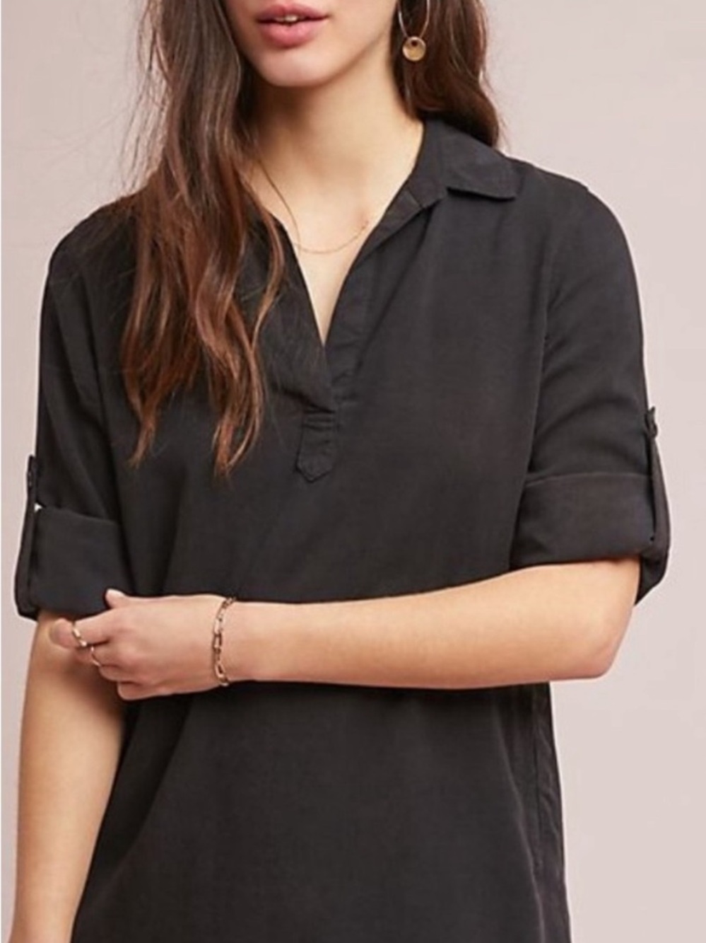 Cloth & Stone women’s Relaxed Split-Neck Shirt - Slate Gray
